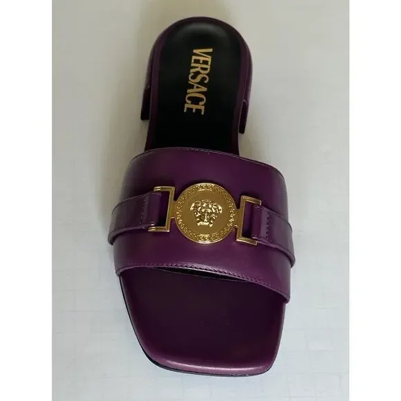 VERSACE Medusa Women's Plum Sandals 7 US (37 Euro) 1014748 Spain NIB $900 - Picture 5 of 15